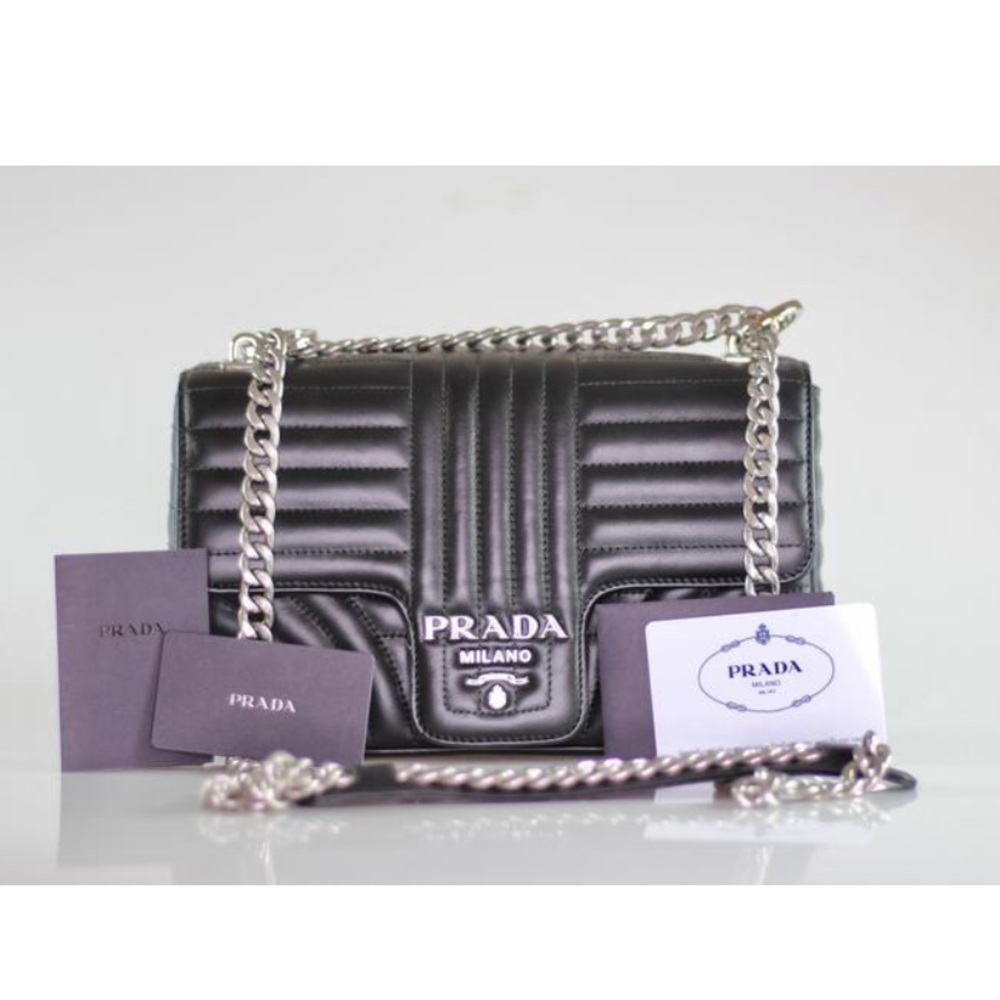 Large Prada Diagramme Pattina Shoulder Bag